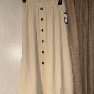 Soho Cream Button-Front Midi Skirt